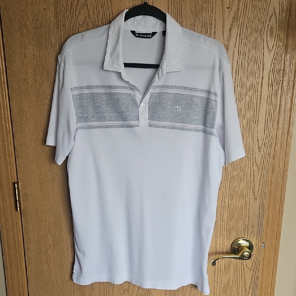 Travis Mathew White and Gray Polo Shirt